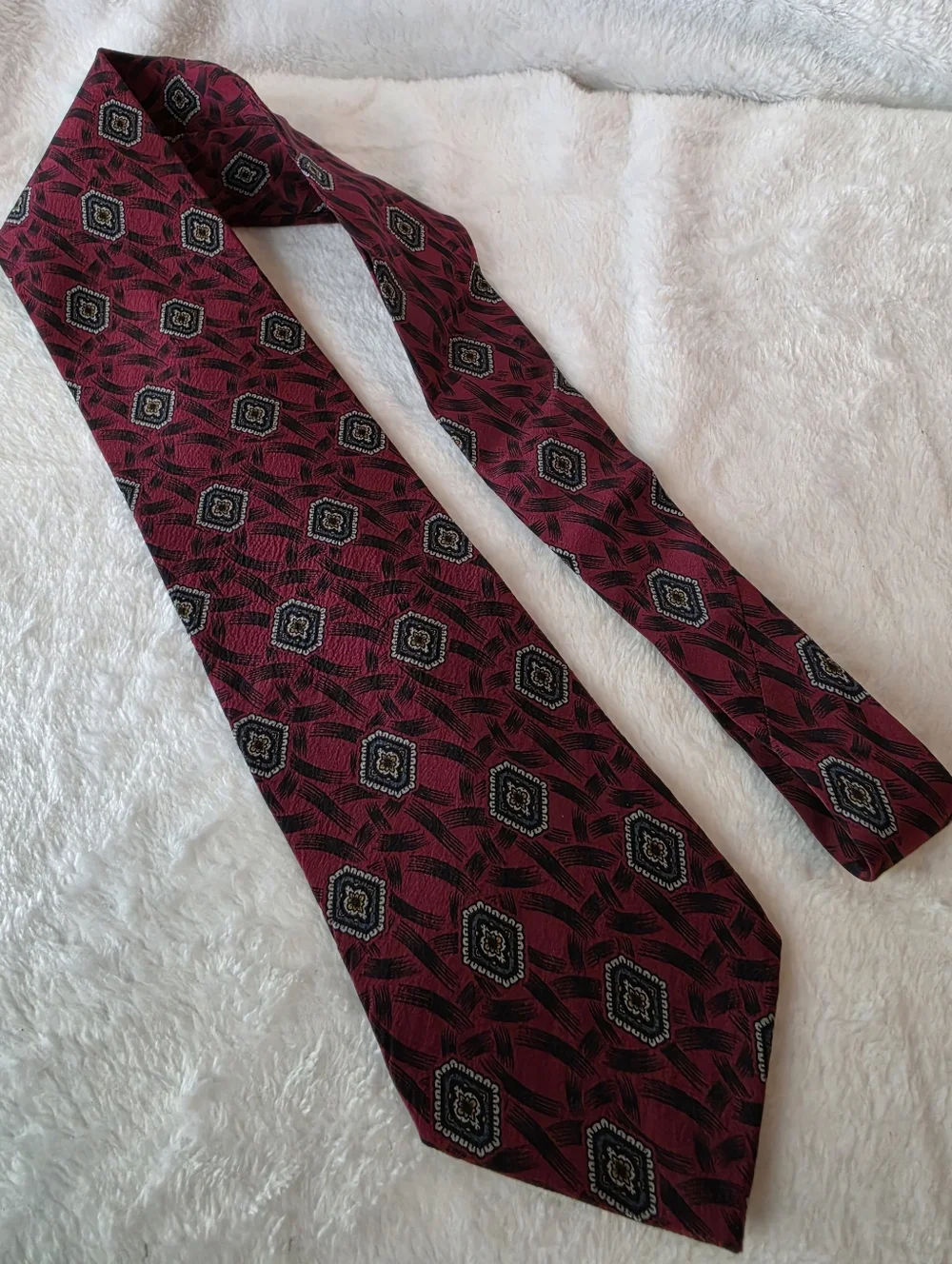 Vintage Charles Jourdan Red Medallion Silk Tie Classic Designer
